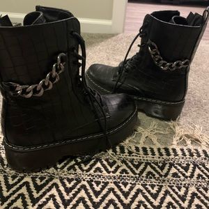 Black alligator boots